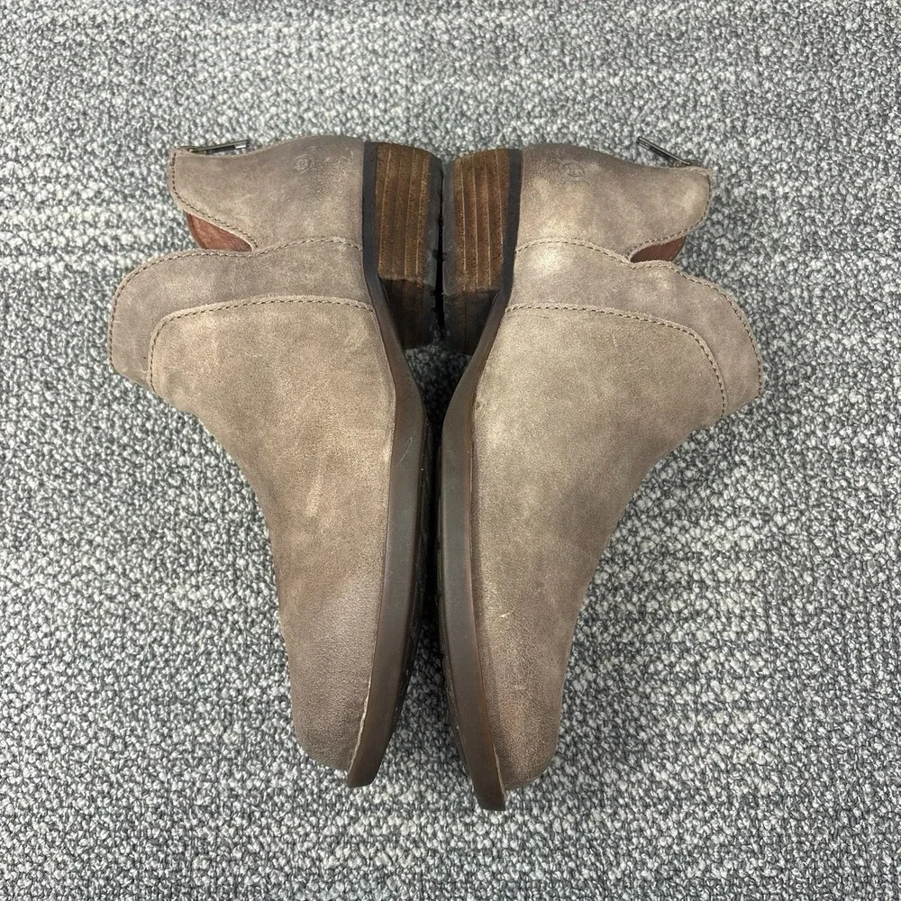 Born Kerri Ankle Booties Taupe Distressed Leather Back Zip Womens 7 F33617